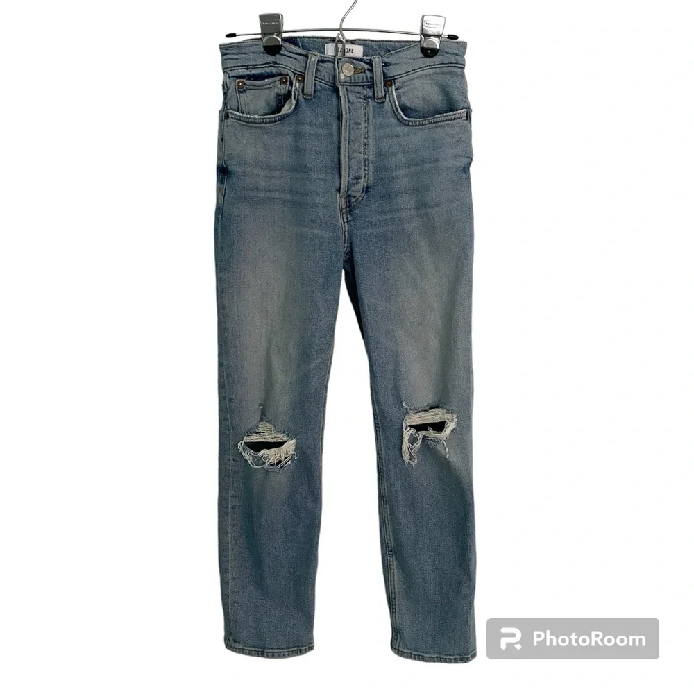 Re/Done Distressed 5-Pocket 5-Button Jeans Sz 27 Redone